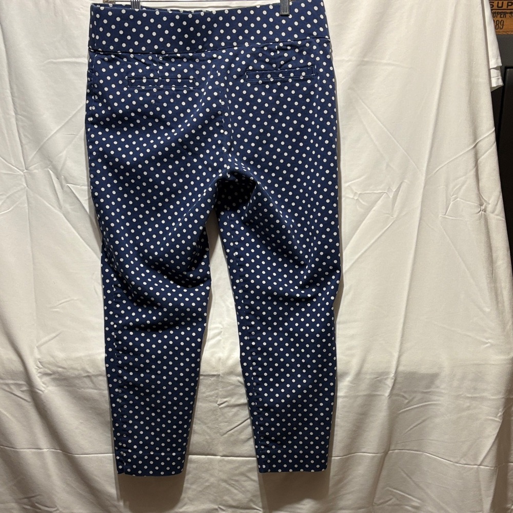 Marilyn Monroe Blue and White Polka Dot Straight Leg Pants - Picture 6 of 7